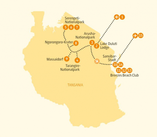 Serengeti Deluxe Reiseplan